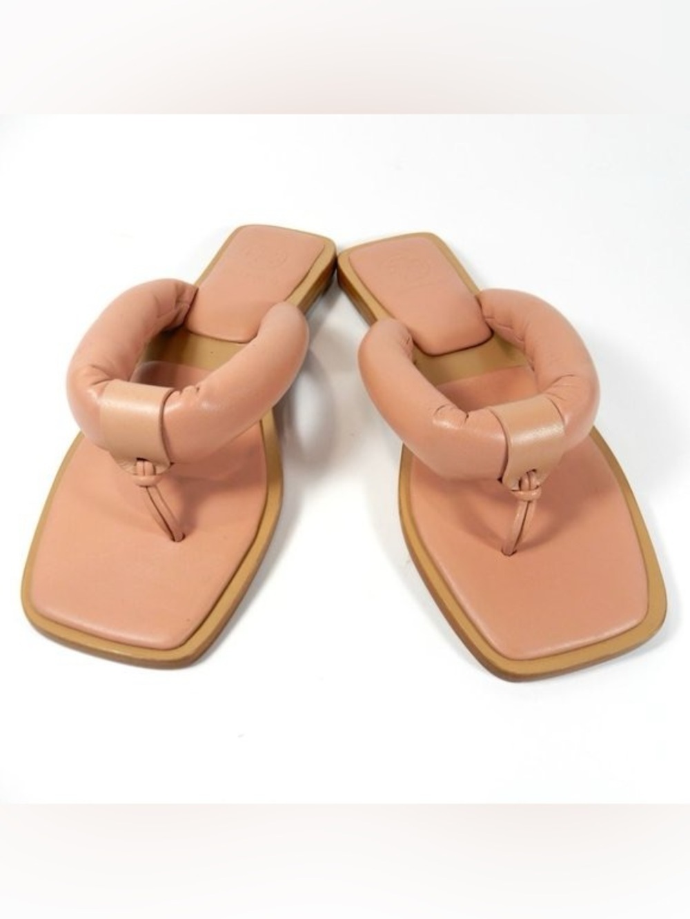 TORY BURCH Puffy Strap Thong Nevada Sandals Shell Pink Leather Size 10